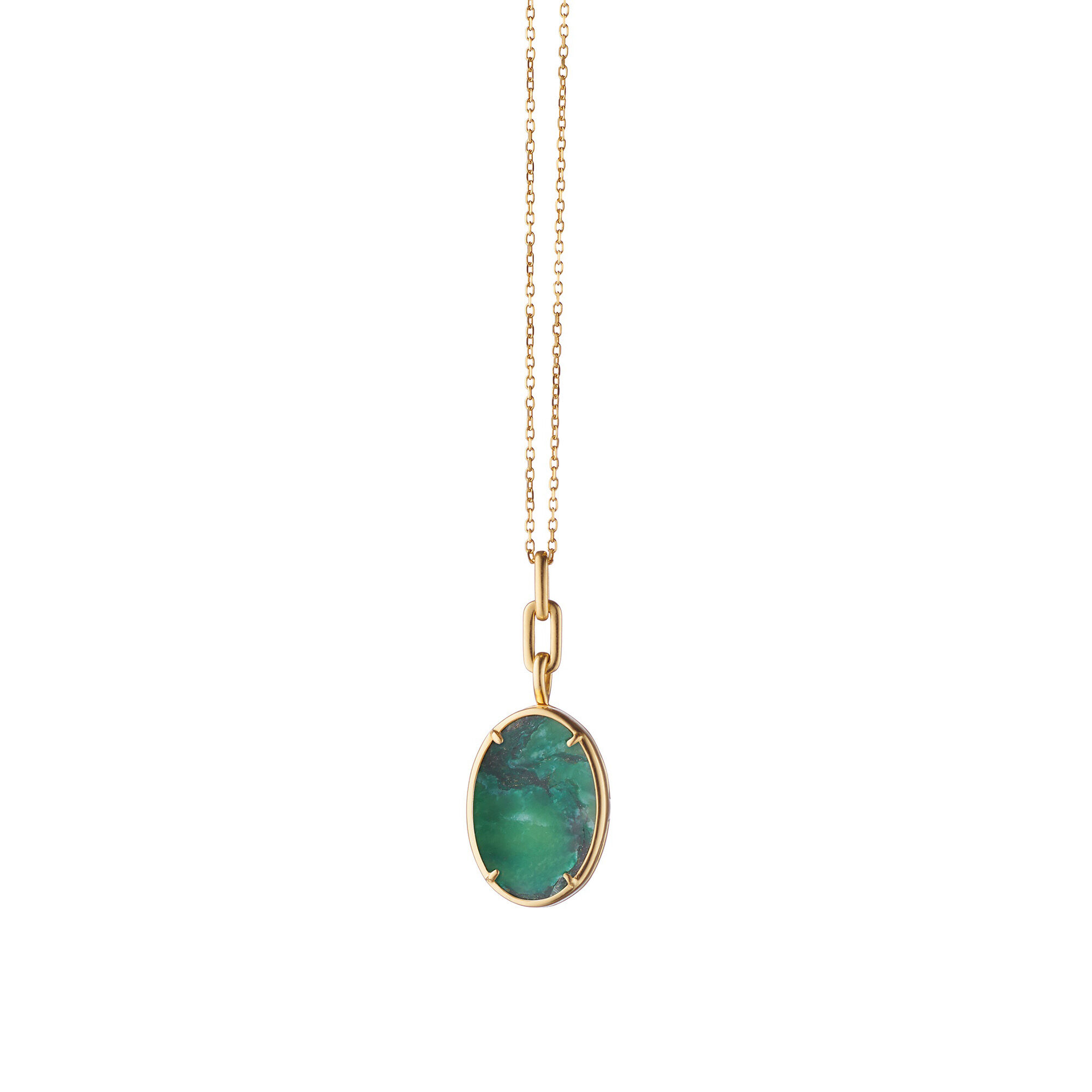 Monica Rich Kosann Slim Lockets Elle Oval Yellow Gold and Aventurine Locket Maison Birks